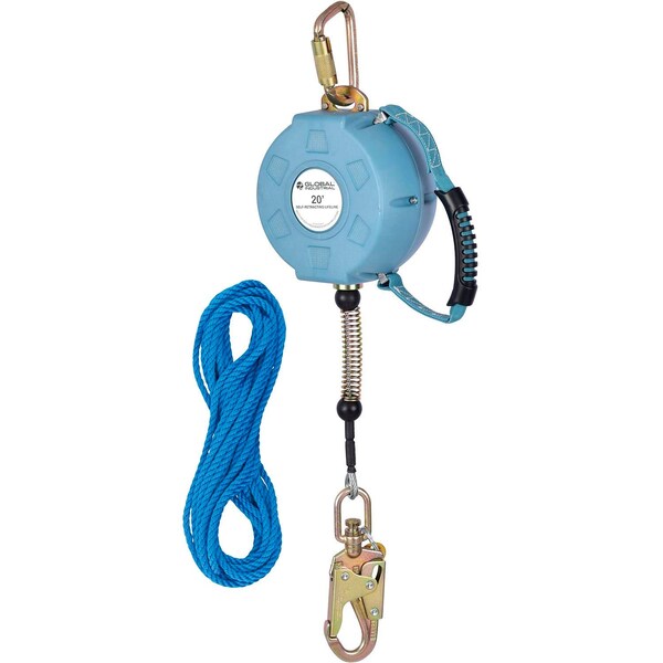 20ftL Contractor Self Retracting Lifeline, Galvanized Cable